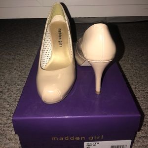 Madden Girl Getta Nude Patent Leather Heels